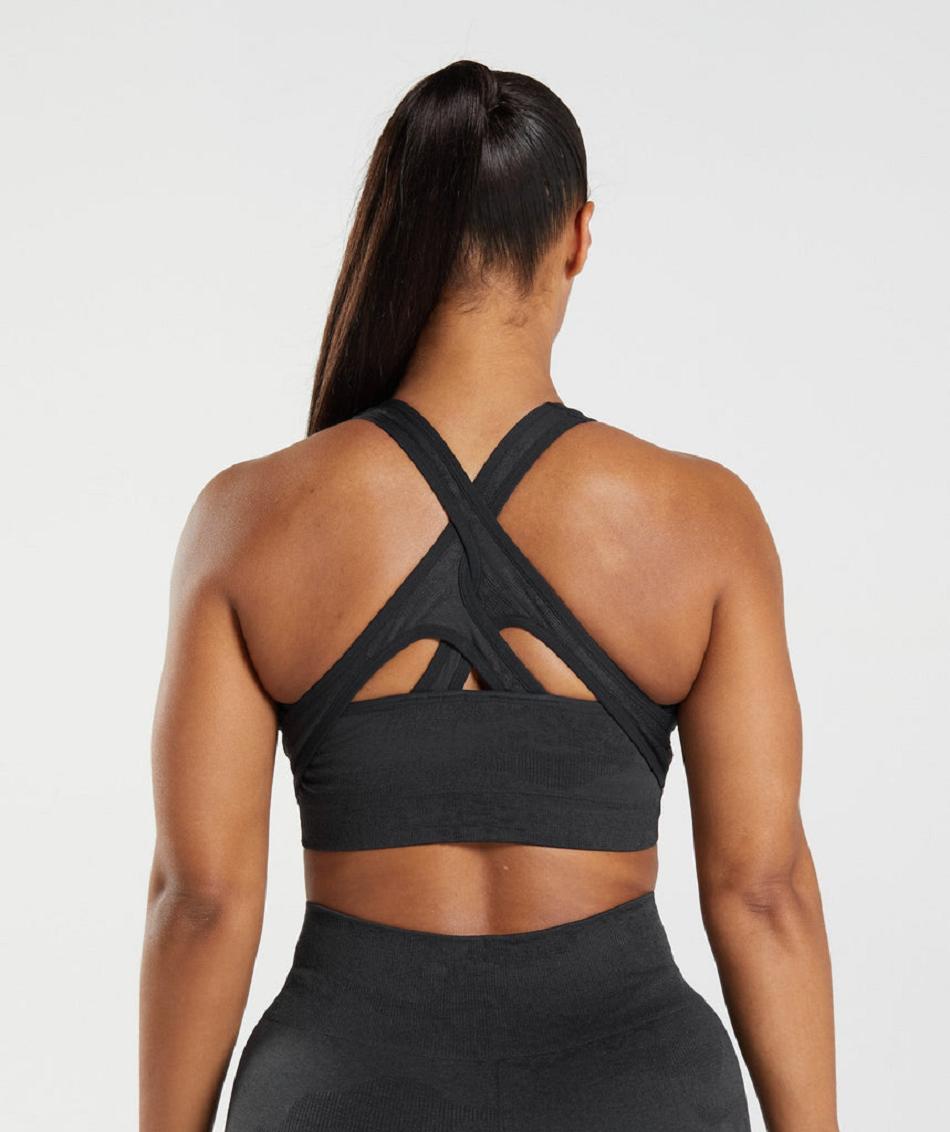 Sujetadores Deportivos Gymshark Adapt Camo Seamless Mujer Negras Negras Gris | CO 2202YXF